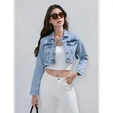 Giacca di Jeans Giacca Donna Quattro stagioni Made in Cina Quotidiano Colore Unico Standard — foto 4
