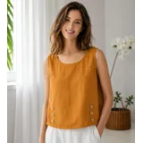 Vestiti Genere Vestiti Donna Estate Made in Italia Tempo libero Colore Unico Standard Lino — foto 8