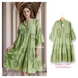 Vestiti Genere Abito Donna Primavera/Estate Made in Italia Tempo libero Colore Unico Standard Fiori Cotone — foto 1