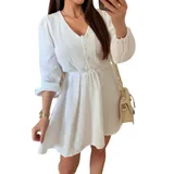 Vestiti Donna Primavera Made in Italia Quotidiano Vari Colori Standard Monocromo Cotone — foto 3