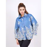 Camicia Camicia Casual Donna Primavera/Estate Made in Cina Tempo libero Colore Unico Standard microdisegni Cotone — foto 2