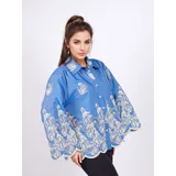 Camicia Camicia Casual Donna Primavera/Estate Made in Cina Tempo libero Colore Unico Standard microdisegni Cotone — foto 5