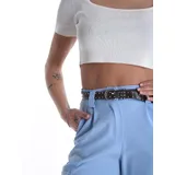 Pantaloni(D) Genere Pantaloni Donna Primavera/Estate Made in Italia Quotidiano Colore Unico Standard Monocromo Bottoni — foto 5