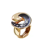 Anello Elastico Luna Smaltata con Strass e Perle — foto 1
