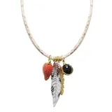 Collana in Corda di Pelle Maculato con Pendenti — foto 3