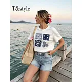 T-Shirt Donna Estate Made in Italia Quotidiano Standard Stampata — foto 1