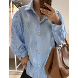 Camicie(D) Genere Camicia Camicia Casual Donna Quattro stagioni Made in Italia Tempo libero Vari Colori Standard Righe Cotone — foto 4