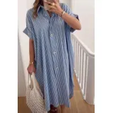 Camicie(D) Genere Camicia Camicia Casual Donna Primavera/Estate Made in Italia Tempo libero Colore Unico Standard Righe Cotone — foto 1