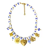 Collana con Perline in Porcellana Bianca e Blu e Charms — foto 1