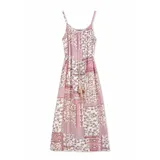 ABITO MIDI A SPALLINE STAMPA PATCHWORK FLOREALE CON FILI LUREX — foto 5