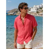 Camicia Uomo Primavera/Estate Made in Italia Quotidiano Standard Monocromo Bottoni — foto 7