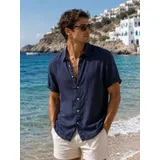 Camicia Uomo Primavera/Estate Made in Italia Quotidiano Standard Monocromo Bottoni — foto 10