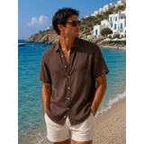 Camicia Uomo Primavera/Estate Made in Italia Quotidiano Standard Monocromo Bottoni — foto 13