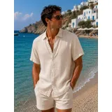 Camicia Uomo Primavera/Estate Made in Italia Quotidiano Standard Monocromo Bottoni — foto 12