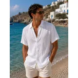 Camicia Uomo Primavera/Estate Made in Italia Quotidiano Standard Monocromo Bottoni — foto 16