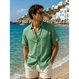 Camicia Uomo Primavera/Estate Made in Italia Quotidiano Standard Monocromo Bottoni — foto 6