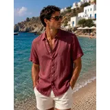 Camicia Uomo Primavera/Estate Made in Italia Quotidiano Standard Monocromo Bottoni — foto 14