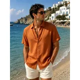 Camicia Uomo Primavera/Estate Made in Italia Quotidiano Standard Monocromo Bottoni — foto 2