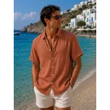 Camicia Uomo Primavera/Estate Made in Italia Quotidiano Standard Monocromo Bottoni — foto 5