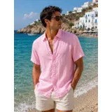 Camicia Uomo Primavera/Estate Made in Italia Quotidiano Standard Monocromo Bottoni — foto 3