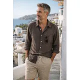 Camicie(U) Uomo Camicia Casual Uomo Quattro stagioni Made in Italia Tempo libero Colore Unico Standard Monocromo — foto 1