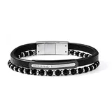 Bracciale Doppio da Uomo in Pelle e Pietre Opache — foto 1