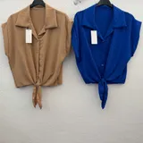 Camicie(D) Genere Camicia Donna Quattro stagioni Made in Italia Quotidiano Vari Colori Standard Monocromo Poliestere — foto 1
