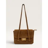 Donna Borsa a Mano - Larghezza 24 Cm - Altezza 15 Cm - Profondità 5.5 Cm - dettagli metallici colore oro - Made In Italy<br />
Vera Pelle Scamosciata — foto 4