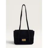 Donna Borsa a Mano - Larghezza 24 Cm - Altezza 15 Cm - Profondità 5.5 Cm - dettagli metallici colore oro - Made In Italy<br />
Vera Pelle Scamosciata — foto 2