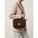 Donna Borsa a Mano - Larghezza 24 Cm - Altezza 15 Cm - Profondità 5.5 Cm - dettagli metallici colore oro - Made In Italy<br />
Vera Pelle Scamosciata — foto 1