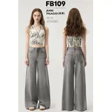 Jeans Larghi Donna Quattro stagioni Made in Cina Quotidiano Colore Unico Standard — foto 1
