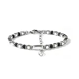 Bracciale Uomo con Perline in Acciaio ed Ematite — foto 1