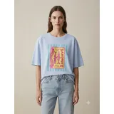 T-Shirt Donna Autunno/Inverno Made in Italia Tempo libero Colore Unico Oversize Stampata — foto 3