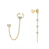 Orecchini Asimmetrici a Catena con Cuori, Zirconi e Ear Cuff — foto 1