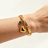 Bracciale Rigido a Tre Fili con Ciondolo Cuore e Occhio di Allah — foto 4