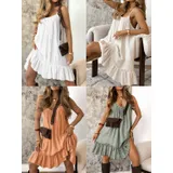 Vestiti Donna Estate Made in Italia Quotidiano Vari Colori Standard Monocromo Tencel — foto 4