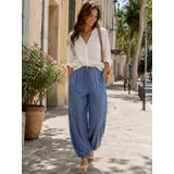 Pantaloni Donna Quattro stagioni Made in Italia Quotidiano Colore Unico Standard Monocromo elastico — foto 1