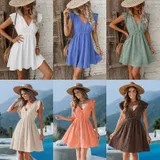 Vestiti Donna Estate Made in Italia Quotidiano Vari Colori Standard Monocromo Cotone — foto 1