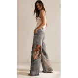 Jeans Larghi Donna Autunno/Inverno Made in Cina Tempo libero Colore Unico Standard Stampata — foto 4