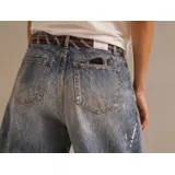 Jeans Larghi Donna Autunno/Inverno Made in Cina Tempo libero Colore Unico Standard Stampata — foto 4