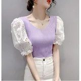 T-Shirt Donna Estate Made in Cina Quotidiano Vari Colori Standard  — foto 3