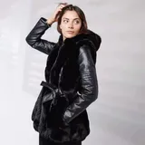 Giacca di Pelle Donna Autunno/Inverno Made in Cina Quotidiano Colore Unico Standard — foto 1
