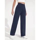 Jeans Larghi Donna Quattro stagioni Made in Cina Quotidiano Colore Unico Standard — foto 3
